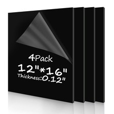 4 Pack 12x16 Inches 1/8" 3mm Black Premium Acrylic Sheet Plexiglass - Scratch...