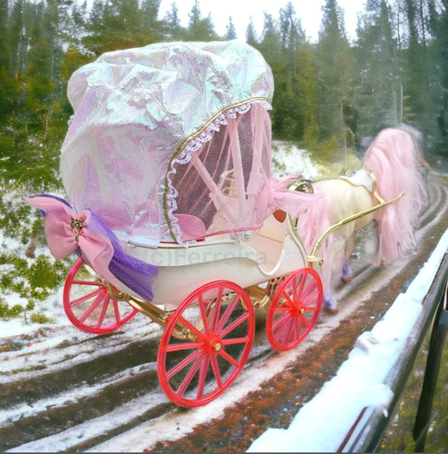 BARBIE 10142 CRYSTAL CARRIAGE + HORSE PFERD ZAUBERHERZCHEN / MATTEL 1993 - Bild 3 von 3