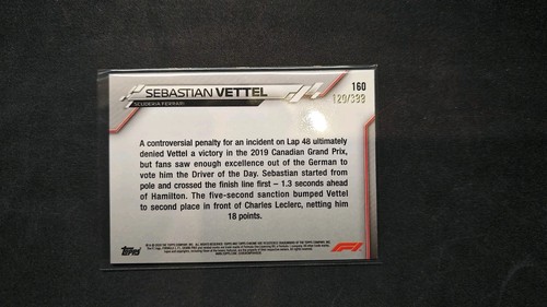 2020 Topps Chrome F1 Purple Refractor #160 Sebastian Vettel  120/399  - Imagen 2 de 2
