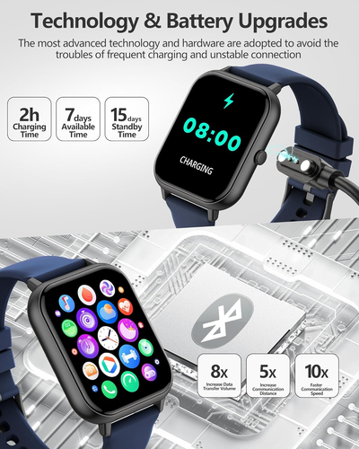 1.83" HD Touch Screen Fitness Watch with Heart Rate/Sleep Monitor/Step Counter - Photo 7 sur 7