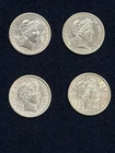 Set of 4 1900's Barber Dimes -AU Condition--1904 1905S 1907D 1909-Likely Cleaned