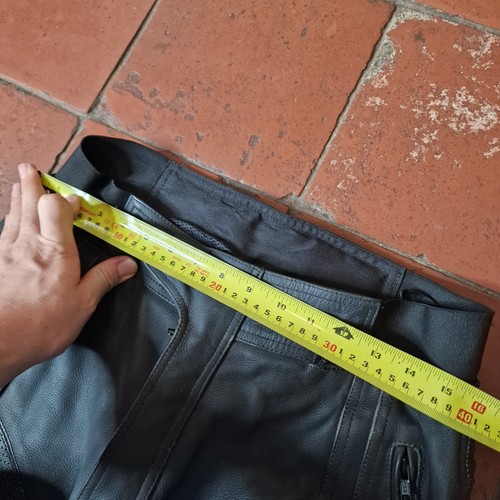 Pantaloni biker Spada in pelle nera CE armatura vita 32 all'interno gamba 30 - Foto 7 di 18