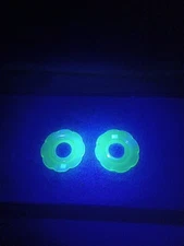 2 Vaseline / Uranium Glass Wax Holder Catcher For A Lamp