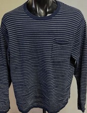 J.Crew Mens Cotton Crew Neck Striped Pocket Sweater  Blue  White  XL