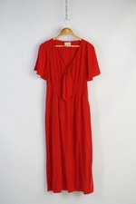 Sezane Red 100% Silk Emilie Bow Tie Maxi Dress EU 36 Stunning
