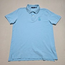Psycho Bunny Men Blue/Green Pique Polo Shirt Size 5 Medium Pullover Reg Fit