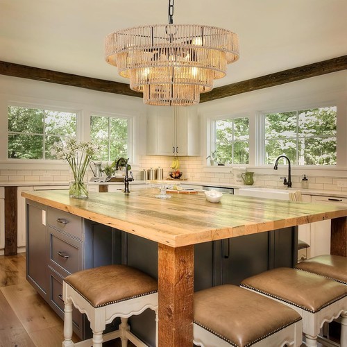 Light Fixture Coastal Brass Wicker Chandelier 20" Large Rattan Basket Pendant Li - Picture 3 of 14