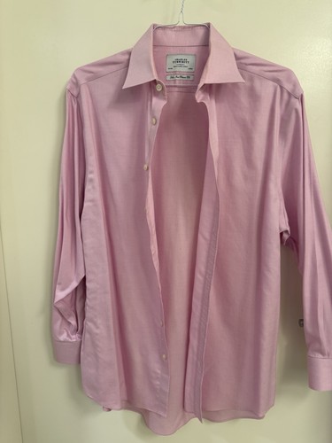 Charles Tyrwhitt Mens Classic Fit Non-Iron Pink Dress Shirt - 16.5 x 34 - Cotton - Imagen 3 de 11