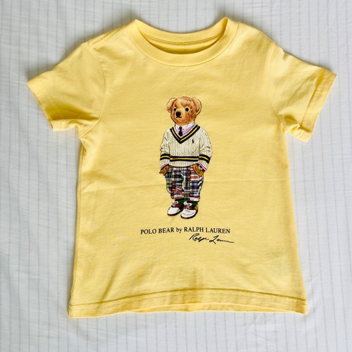 Polo Ralph Lauren Bear Yellow Short Sleeve Polo T-Shirt 100% Cotton Toddler 2 2T - Picture 3 of 10