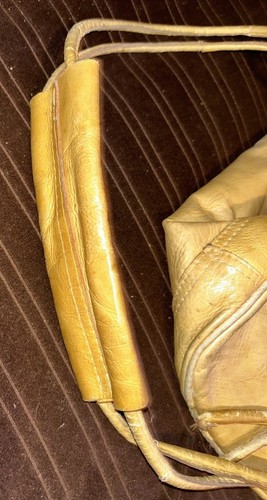 VTG Brown Distressed Leather Hand Made Large Mail Bag Drawstring Top Zip Pocket - Picture 5 of 15
