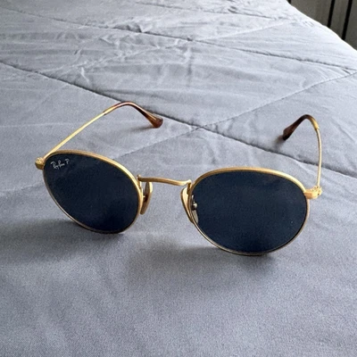 Gold Blue Round Sunglasses for Men for sale | eBay
