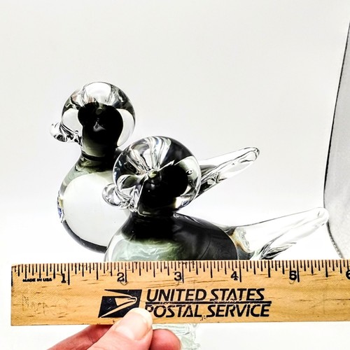 Murano Glass Pair of Duck Ducklings Birds Figurine Gray & Clear Cristallo 6 1/2" - Picture 11 of 16
