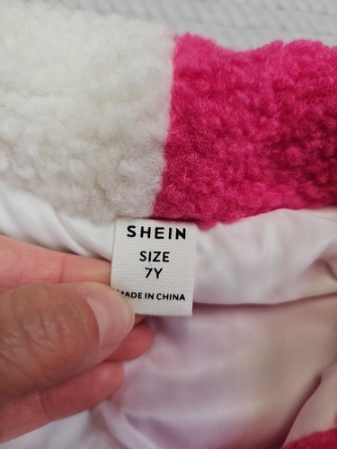 Flannel Shacket Girls 7 Pink & White Color Block Fleece - Picture 4 of 7