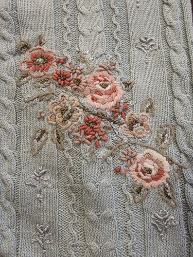 Vintage Portraits By Northern Isles Handstrick Cardigan Weste Blumen Damen XL - Bild 7 von 7