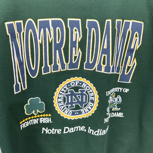 Vintage 90's Notre Dame Fighting Irish Crewneck Sweatshirt Large Savvy Green - Picture 9 of 19