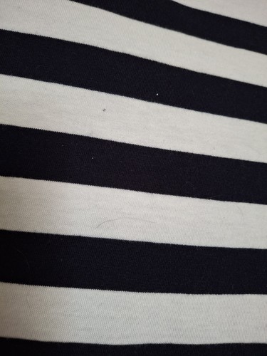 M&S Striped Broiderie Trimmed Cotton Top With Sparkles. Size 14(40") Navy Mix - Picture 4 of 4