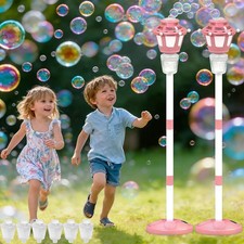 2 Pack Automatic Bubble Machine With Light Rechargeable Battery 40 Inch Outdoor