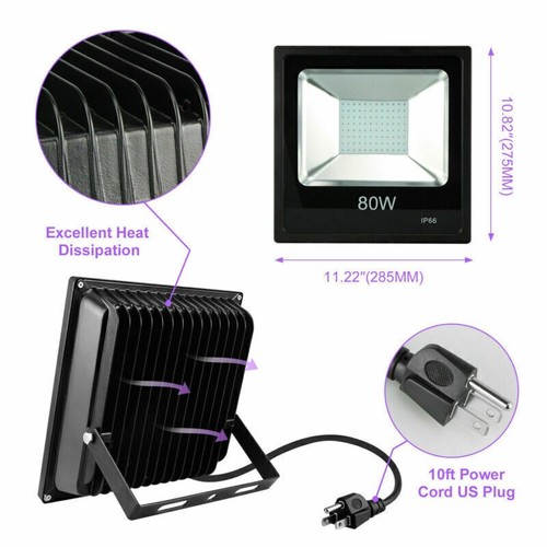 100W UV LED Black Light for Glow Party DJ Club Stage Floodlight IP66+Free Tapes - Picture 5 of 11