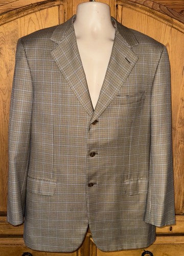 BRIONI “Nomentano” Plaid Blue Windowpane Wool & Silk Blazer Sport Coat Size 42R - Picture 2 of 10