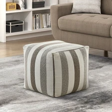 Modern Square Multi-Color Jacquard Pouf Ottoman & Bean Bag Chair
