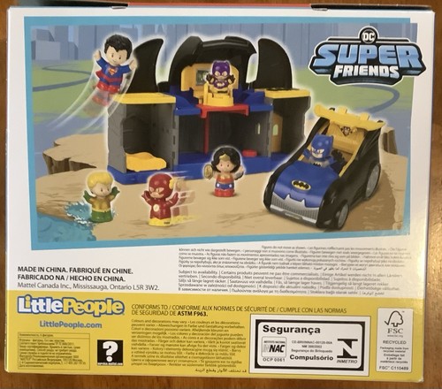 FISHER PRICE LITTLE PEOPLE DC SUPER FRIENDS (6) BATMAN AQUAMAN SUPERMAN FIGURES - Picture 2 of 2