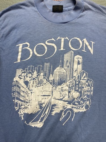 Vintage 80s graphic t shirt Boston Massachusetts soft thin single stitch medium - Picture 2 of 7