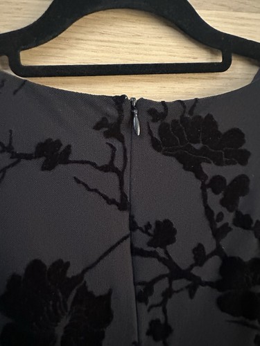 Ralph Lauren Size 12 Uk 16 Black Floral Flocked Velvet Cocktail Dress Bnwt BF6 - Picture 8 of 10