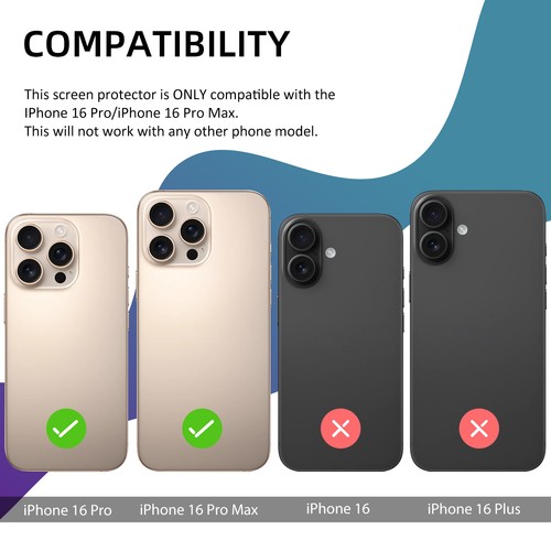 2er Set iPhone 16 Pro/Max Universal Transparent Siebdruck Linse Folie - Bild 11 von 12