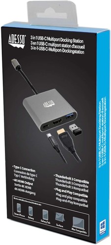Adesso 3-in-1 USB-C Multiport Docking Station - Photo 3/6