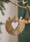Anthropologie Terrain Gold Gilded Mirrored Heart Christmas Ornament 7” Golden