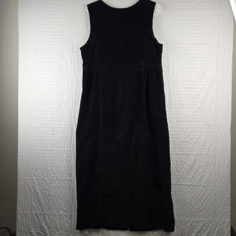 Vestido midi Eddie Bauer para mujer vintage negro de pana con botones delanteros talla M de algodón Foto 2 de 4