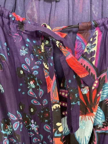 Pretty Scooped Neck Long Summer Dress Size 22 With Shirred Waist, Tiered Skirt - Picture 5 of 8