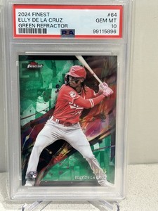 2024 Topps Finest - Common Elly De La Cruz #64 Green Refractor /75 (RC) PSA 10