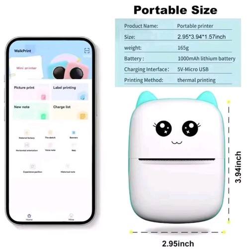 🖨️ Stampante Termica Portatile Mini - Stile Carino, Bluetooth, Senza Inchiostro - Afbeelding 3 van 6