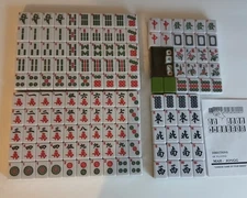 Mah-Jong Chinese Game Tiles 144 + 2  Green with Bag & Instruction Book NEW Open 