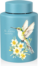 Small Urn for Human Ashes Hummingbird Cremation Urn 5.9 Inches Stainless Steel D