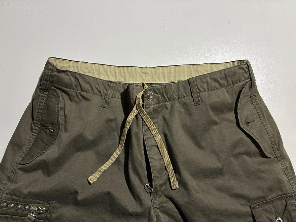 Pantalones Cortos Tommy Hilfiger Militar Fatiga Carga 36 Oliva Utility Cordón Y2K Foto 3 de 4