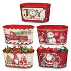 Christmas Metal Bucket, 5-Piece Set - Galvanized Tin Party Buckets for Center...