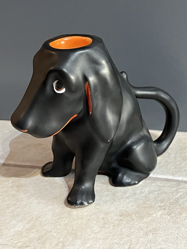 Vintage Royal Bayreuth Bavaria Black Dachshund Dog Candle Stick Holder - Picture 1 of 12