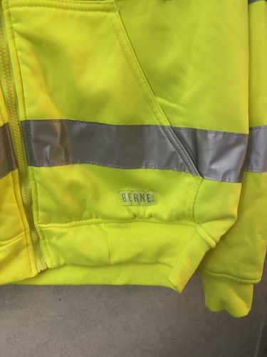 Berne Men's Berne Hi-Vis Lined Hooded Sweatshirt Xlarge - Picture 2 of 5