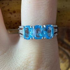 Swiss Blue Topaz Sterling Silver Ring Size 9