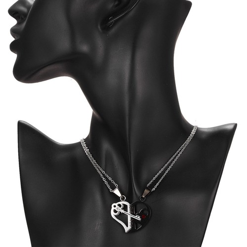 Couple Necklace Heart Pendant Necklaces Matching for Couples - Picture 7 of 10