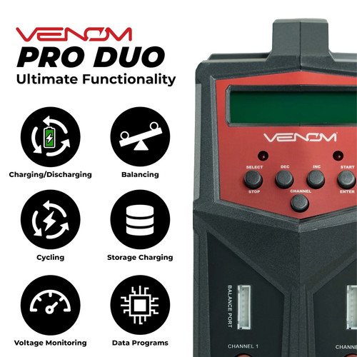 Venom Power Pro Duo LiPo Akku Ladegerät - LCD Bildschirm, Ladekabel - Balan... - Bild 4 von 7