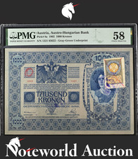 Austria 1000 Kronen 1902 P 8a Stamps Included Annotation AU PMG 58 NR No Reserve