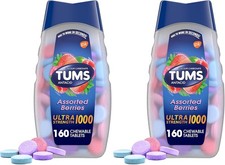 TUMS Ultra Strength Antacid Tablets Assorted Berries Heartburn Relief - 160ct x2