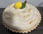Vintage Ceramic Lemon Meringue Pie Keeper Recipe Inside with Decorative Lid