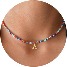 Colorful Beaded Initial Necklaces for Girls Gifts - Cute Initial Necklaces for G