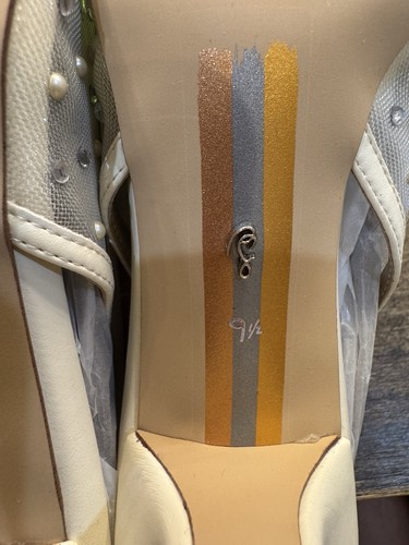 Sam Edelman Bianca Slingback Perlen Strass Pfennigabsatz Größe 9,5 elfenbeinfarben Netz - Bild 9 von 12
