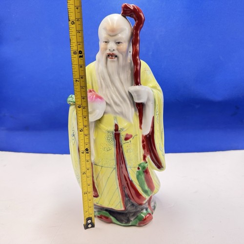 Chinese Porcelain Figurine of Shou Xing God of Longevity 10” High Vintage - Picture 10 of 15
