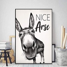 Unikei Nice ARSE Donkey Grey Full Body Funny PET Quote Minimal WC Bathroom Vi...
